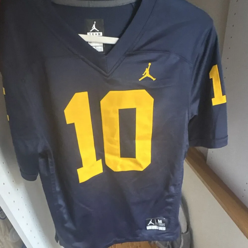 Jordan Michigan Wolverines Football Brady #10 Jersey Mens M Blue/Yellow